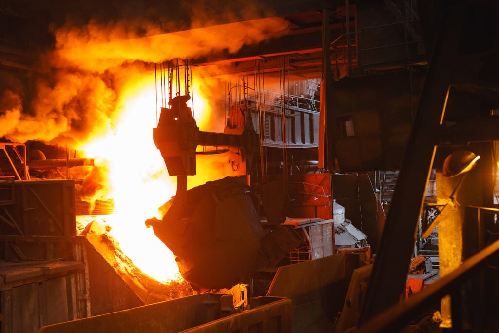 smelting of the metal in the foundry